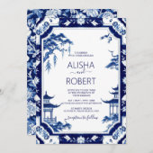 ブルーポーズチノワセリー結婚フローラ 招待状 (正面/裏面)
