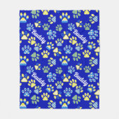 ブルーポーズドパーソナライズされたッグ フリースブランケット (正面)