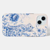 ブルーポーセリンキャット フラワー携帯ケース Case-Mate iPhoneケース (裏面 (横))