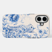 ブルーポーセリンキャット フラワー柄フォンケース Case-Mate iPhoneケース (裏面 (横))