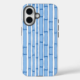 ブルーポーセリン柄のバンブーアイ・バンブーストライプ iPhone 16ケース