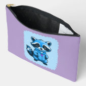 ブルーポーチの小さなアライグマ アクセサリーポーチ (見開き)