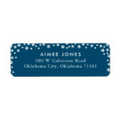 ブルーポープリントアンドスノーフレーク差出人住所 ラベル (正面)