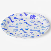ブルーポープリントウォーターカラーバースデーパーティー ペーパープレート (アングル)