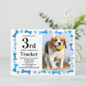 ブルーポープリントカスタムドッグ誕生日パーティー写真 招待状 (スタンド正面)