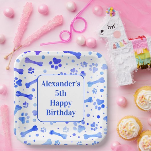 ブルーポープリントバースデーパーソナライズされたタパーティー ペーパープレート (パーティー)