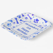 ブルーポープリントバースデーパーソナライズされたタパーティー ペーパープレート (傾斜あり)