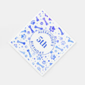 ブルーポープリントパーソナライズされた水彩誕生日 スタンダードランチョンナプキン (角)