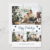 ブルーポープリントフォトコラージハッピーパウィデイズペット シーズンカード (正面)