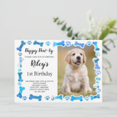 ブルーポープリントボーンズ子犬誕生日 招待状 (スタンド正面)