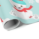 ブルーポーラベアホリデーウィンタークリスマス ラッピングペーパー (ロールコーナー)