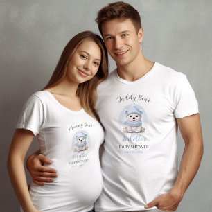 ブルーポーラベア冬の男の子の赤ちゃんシャワー親 Tシャツ