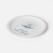 ブルーポーラーベアーキュブボーイハート冬ベビーシャワー ペーパープレート (アングル)