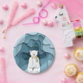 ブルーポーラーベアーママとベビーイン洞窟パーティー ペーパープレート (パーティー)