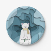 ブルーポーラーベアーママとベビーイン洞窟パーティー ペーパープレート (正面)