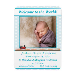 ブルーポ淡い色のルカドット男の赤ちゃん誕生発表 マグネット