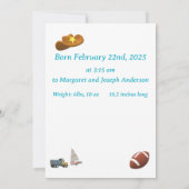 ブルーポ淡い色のルカドット男の赤ちゃん誕生発表 案内状 (裏面)