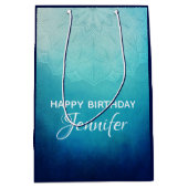 ブルーマかわいらしダラ抽象芸術 ミディアムペーパーバッグ (正面)