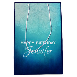 ブルーマかわいらしダラ抽象芸術 ミディアムペーパーバッグ