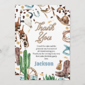 ブルーマイファーストRodeo 1st誕生日サンキューカード 招待状 (正面/裏面)