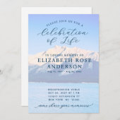 ブルーマウンエレガントテンお祝いの人生の記念 招待状 (正面/裏面)