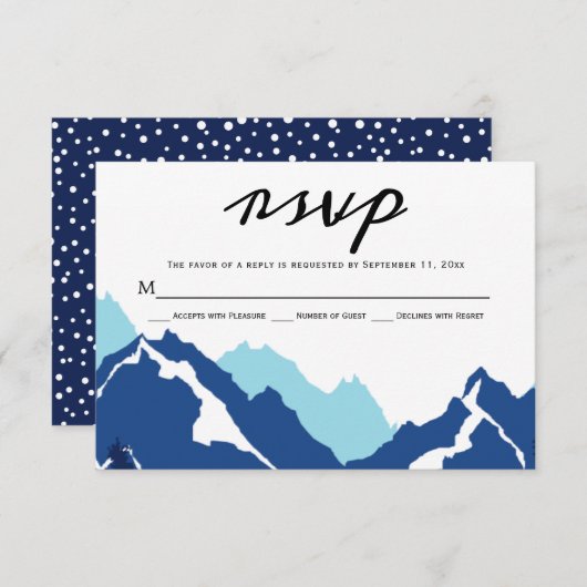 ブルーマウンテンウェディングRSVP応答カード 出欠カード (正面/裏面)