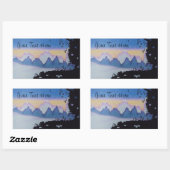 ブルーマウンテンサンセット抽象芸術アートの風景 長方形シール (シート)