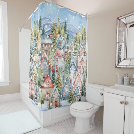 ブルーマウンテンスノーウィーウィンタービレッジ シャワーカーテン (インサイチュ)