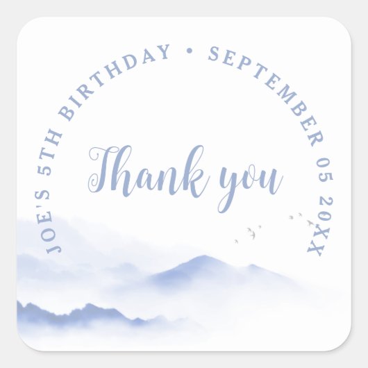 ブルーマウンテンズサンキュー誕生日 スクエアシール (正面)