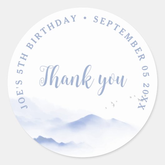 ブルーマウンテンズサンキュー誕生日 ラウンドシール (正面)