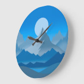 ブルーマウンテンピークスランドスケープイラストレーション ラージ壁時計 (傾斜)