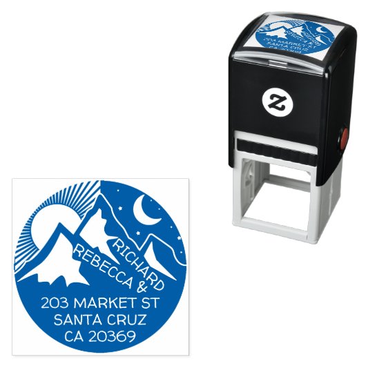 ブルーマウンテンランドスケープシルエット差出人住所 セルフインキングスタンプ (インサイチュ)