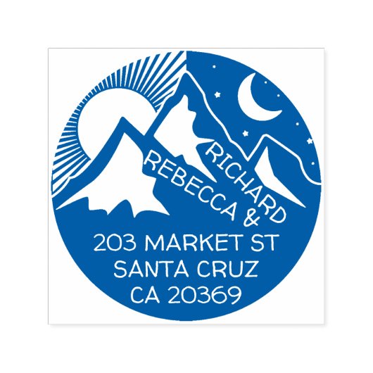 ブルーマウンテンランドスケープシルエット差出人住所 セルフインキングスタンプ (デザイン)