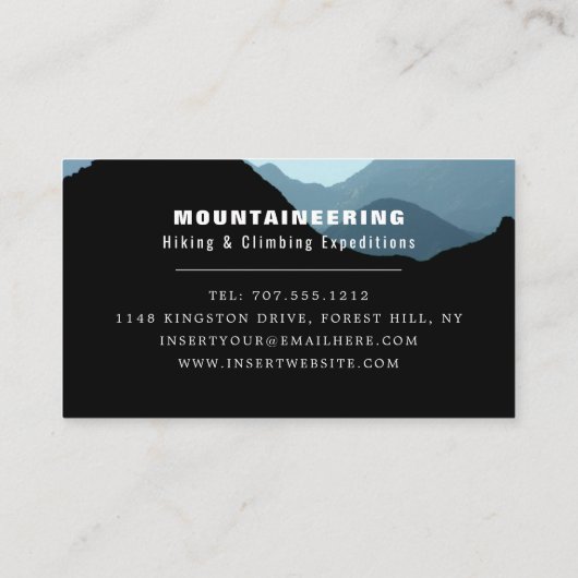ブルーマウンテンランドスケープ、ハイキングと登山 名刺 (裏面)