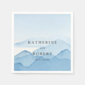 ブルーマウンテンレンジランドスケープ結婚ズモノグラム スタンダードカクテルナプキン (正面)