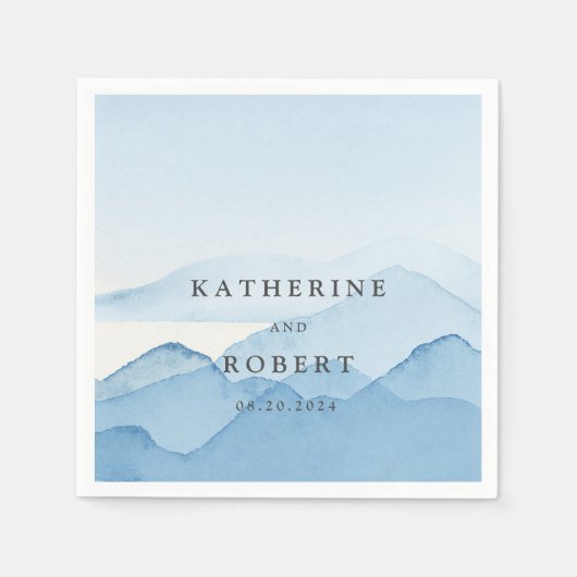 ブルーマウンテンレンジランドスケープ結婚ズモノグラム スタンダードカクテルナプキン (正面)