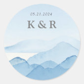 ブルーマウンテンレンジランドスケープ結婚ズモノグラム ラウンドシール (正面)