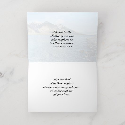 ブルーマウンテン悔やみや弔慰折り畳み箔挨拶カード 箔グリーティングカード (内側レイダウン)