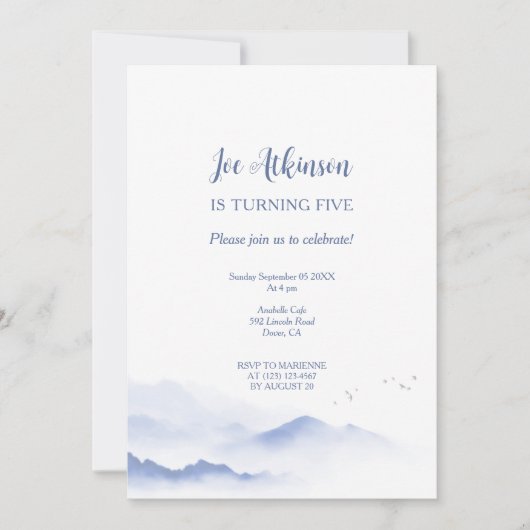 ブルーマウンテン男女兼用ズ誕生日の招待 招待状 (正面)