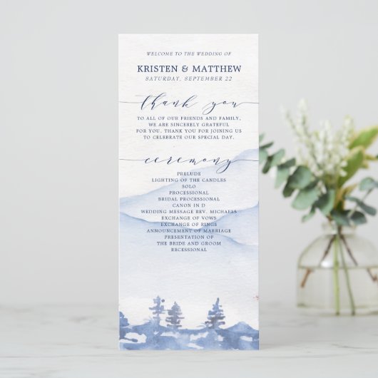 ブルーマウンテン素朴ウォーターカラー結婚式 プログラム (スタンド正面)