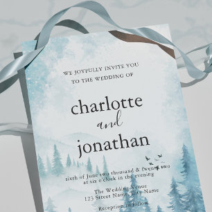 ブルーマウンテン素朴フォレストウォーター結婚カラー 招待状