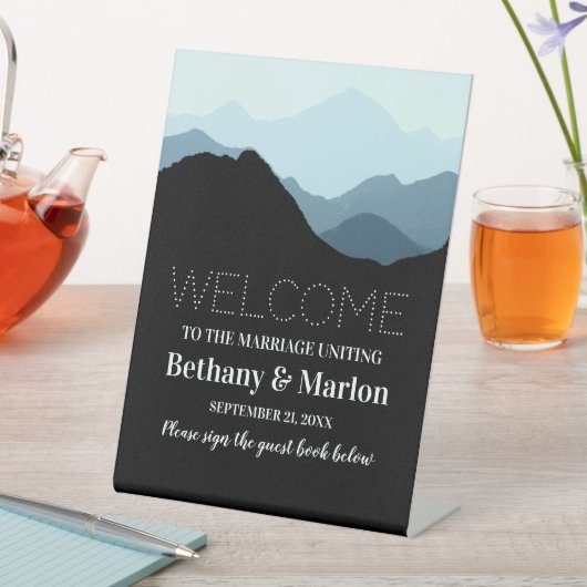 ブルーマウンテン素朴結婚レンジ 台座サイン (インサイチュ)