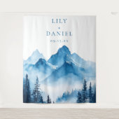 ブルーマウンテン結婚ズ写真ブース背景 タペストリー (正面)