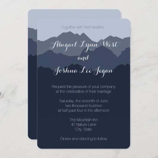 ブルーマウンテン結婚式招待状 招待状 (正面/裏面)