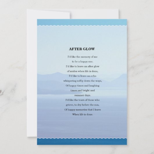 ブルーマウンテン葬儀祈りの言葉カードテンプレート (裏面)