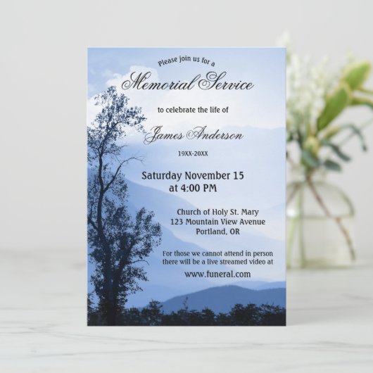 ブルーマウンテン葬儀記念サービス招待状 招待状 (スタンド正面)