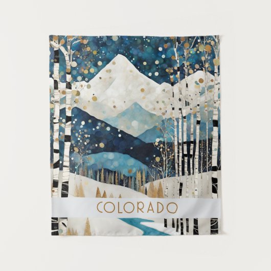 ブルーマウンモダンテン自然ウォール タペストリー (正面)