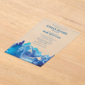 ブルーマウン威厳のあるテンウォーターカラーバー(ユダヤ教の)バル・ミツバー アクリル招待状 (レイダウン)