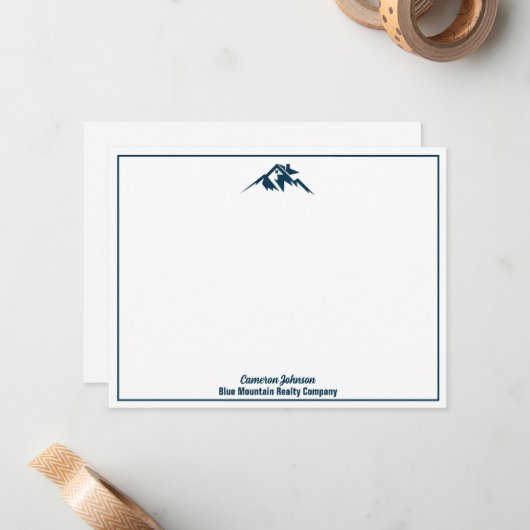 ブルーマウン実在テンエステート会社カスタム不動産仲介業者 ノートカード (正面/裏面インサイチュ)
