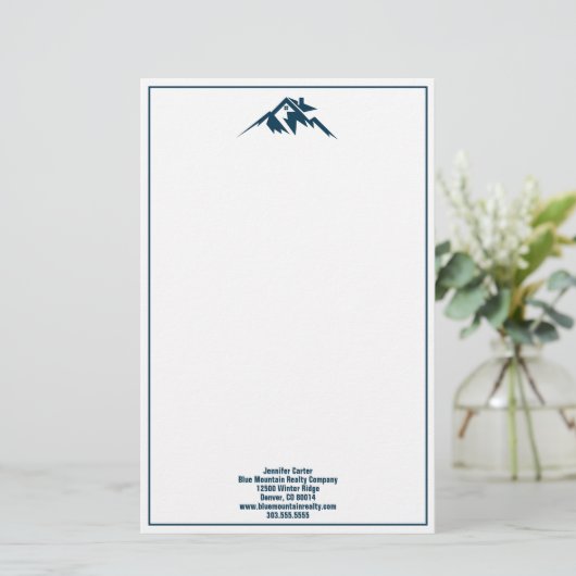 ブルーマウン実在テンエステート会社カスタム不動産仲介業者 便箋 (スタンド正面)